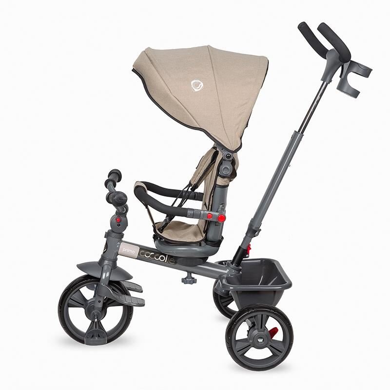COCCOLLE Tricicleta pentru copii Primo Lunar rock multifunctionala cu sezut reversibil cu suport de picioare roti din spuma Eva copertina cu protectie UV si suport de pahar