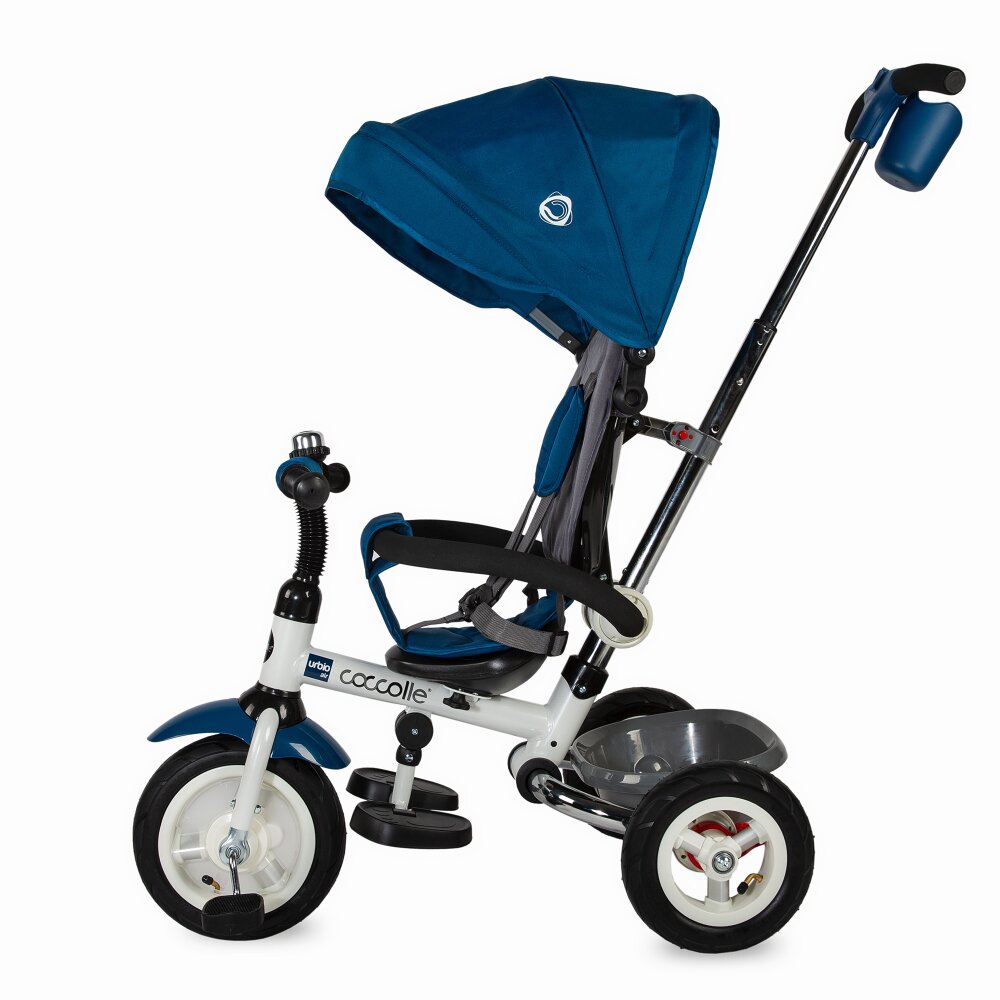 COCCOLLE Tricicleta pentru copii Urbio Air Blue pliabila roti gonflabile spatar reglabil suport pentru sticla suport picioare varsta 18-72 luni