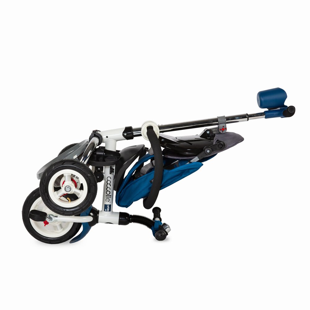 COCCOLLE Tricicleta pentru copii Urbio Air Blue pliabila roti gonflabile spatar reglabil suport pentru sticla suport picioare varsta 18-72 luni