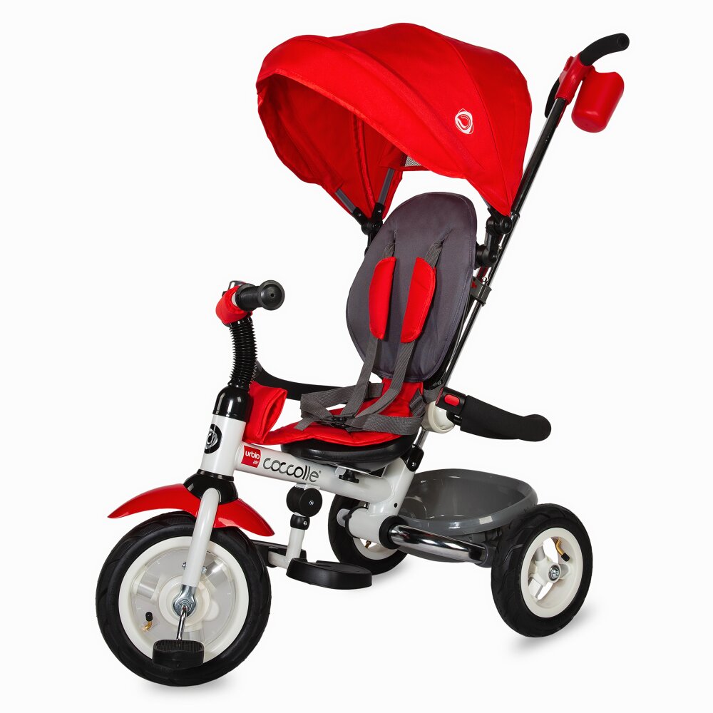 COCCOLLE Tricicleta pentru copii Urbio Air Red pliabila roti gonflabile spatar reglabil suport pentru sticla suport picioare varsta 18-72 luni