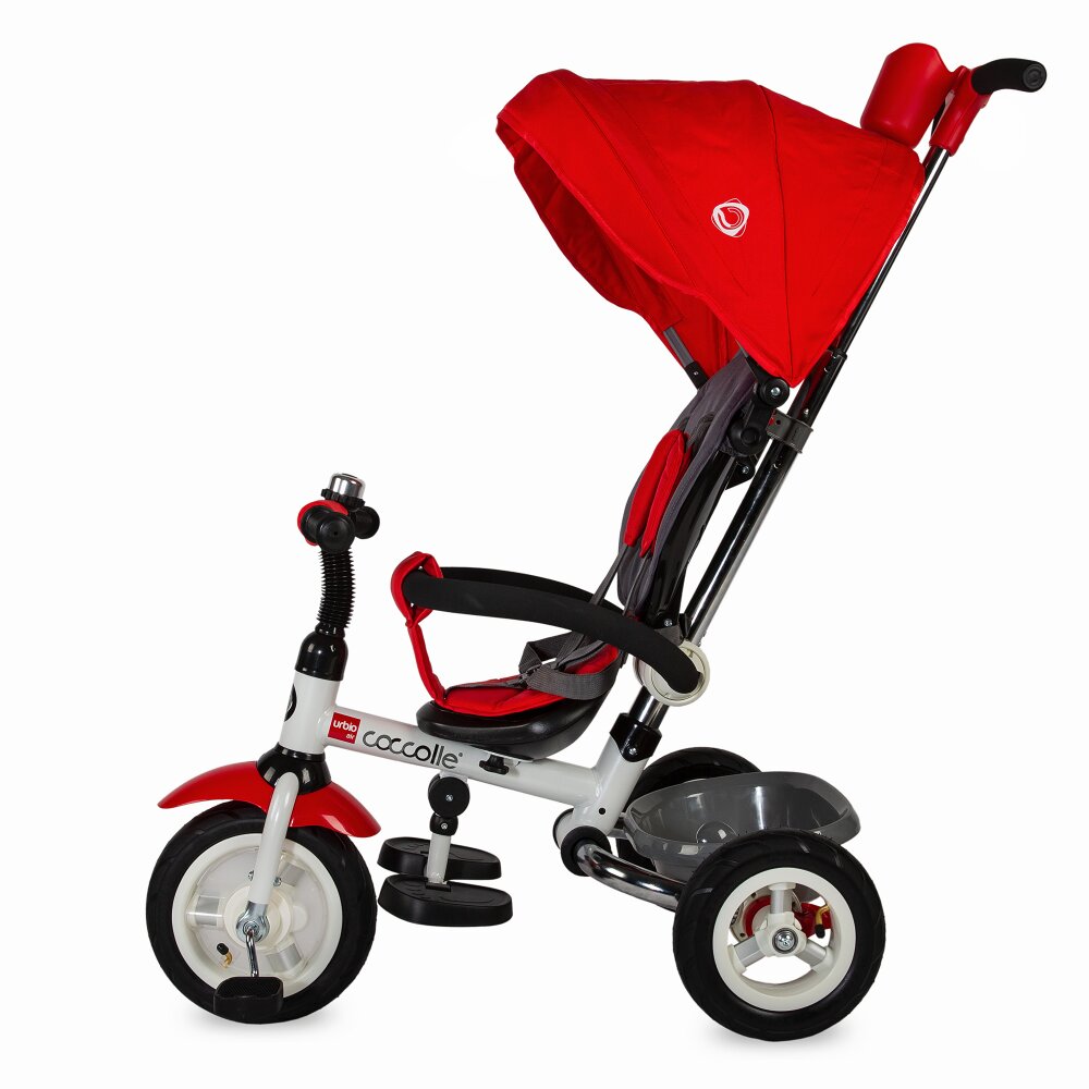 COCCOLLE Tricicleta pentru copii Urbio Air Red pliabila roti gonflabile spatar reglabil suport pentru sticla suport picioare varsta 18-72 luni