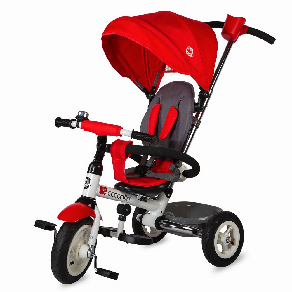COCCOLLE Tricicleta pentru copii Urbio Air Red pliabila roti gonflabile spatar reglabil suport pentru sticla suport picioare varsta 18-72 luni