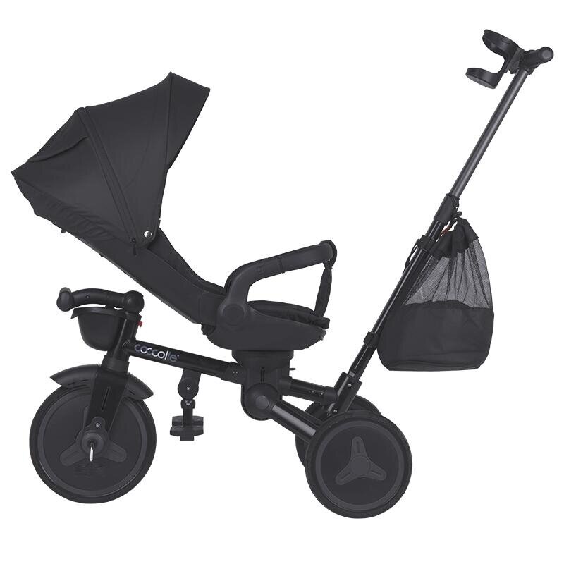 COCCOLLE Tricicleta pentru copii Urbio Plus Jet Black ultrapliabila scaun rotativ controlul directiei greutate admisa 25 kg