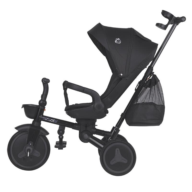 COCCOLLE Tricicleta pentru copii Urbio Plus Jet Black ultrapliabila scaun rotativ controlul directiei greutate admisa 25 kg