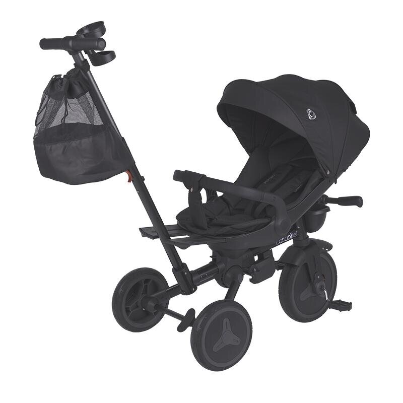 COCCOLLE Tricicleta pentru copii Urbio Plus Jet Black ultrapliabila scaun rotativ controlul directiei greutate admisa 25 kg
