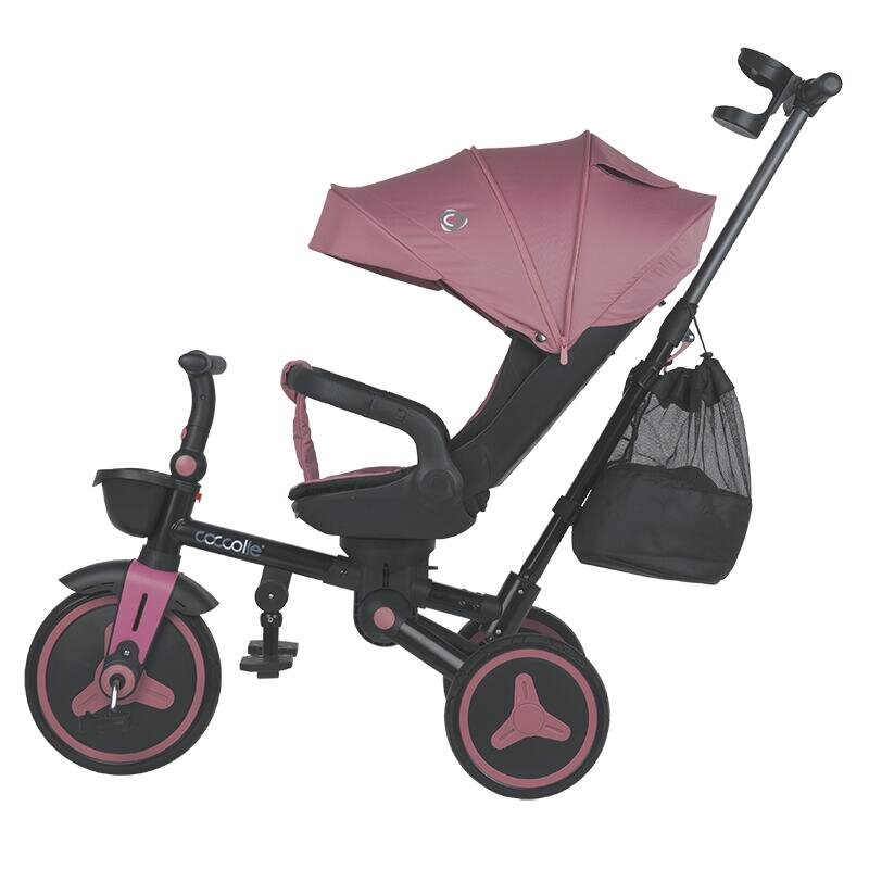 COCCOLLE Tricicleta pentru copii Urbio Plus Smoked Pink ultrapliabila scaun rotativ controlul directiei greutate admisa 25 kg