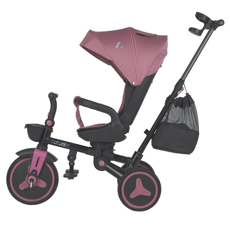 COCCOLLE Tricicleta pentru copii Urbio Plus Smoked Pink ultrapliabila scaun rotativ controlul directiei greutate admisa 25 kg