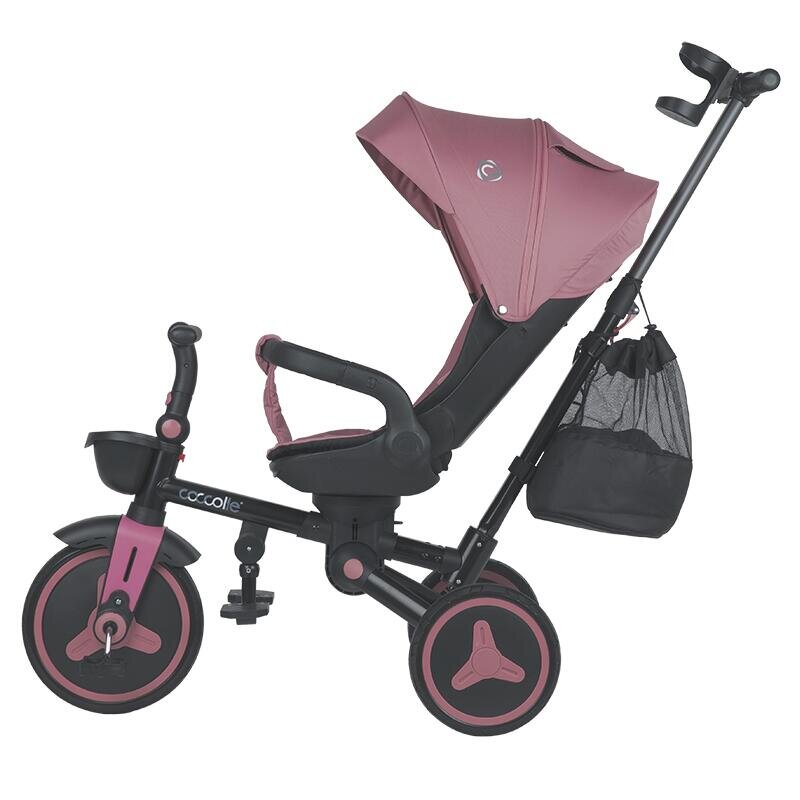 COCCOLLE Tricicleta pentru copii Urbio Plus Smoked Pink ultrapliabila scaun rotativ controlul directiei greutate admisa 25 kg