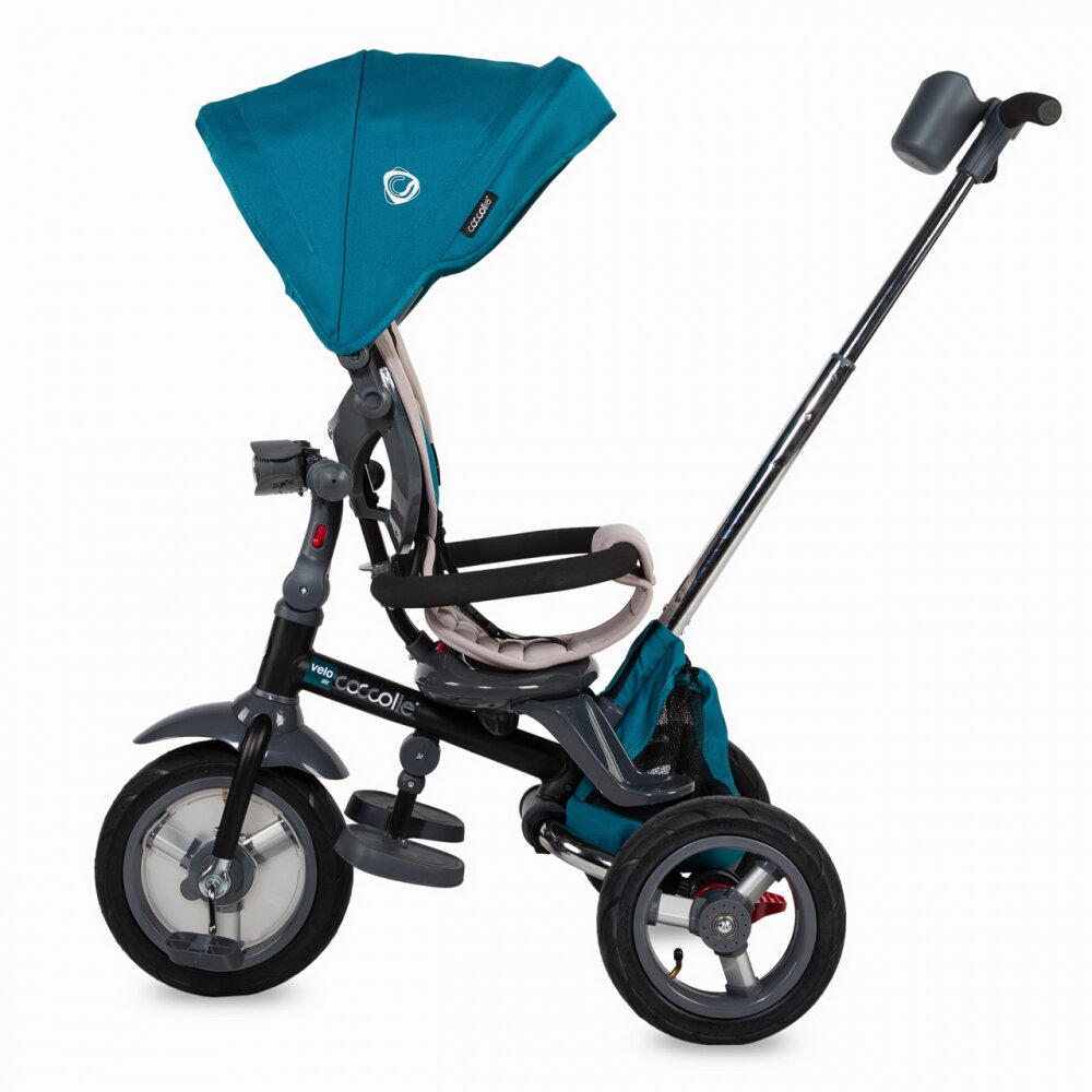 COCCOLLE Tricicleta pentru copii Velo Air Verde 4 in 1 multifunctionala pliabila sezut reversibil de la 9 luni spatar reglabil sezut reversibil