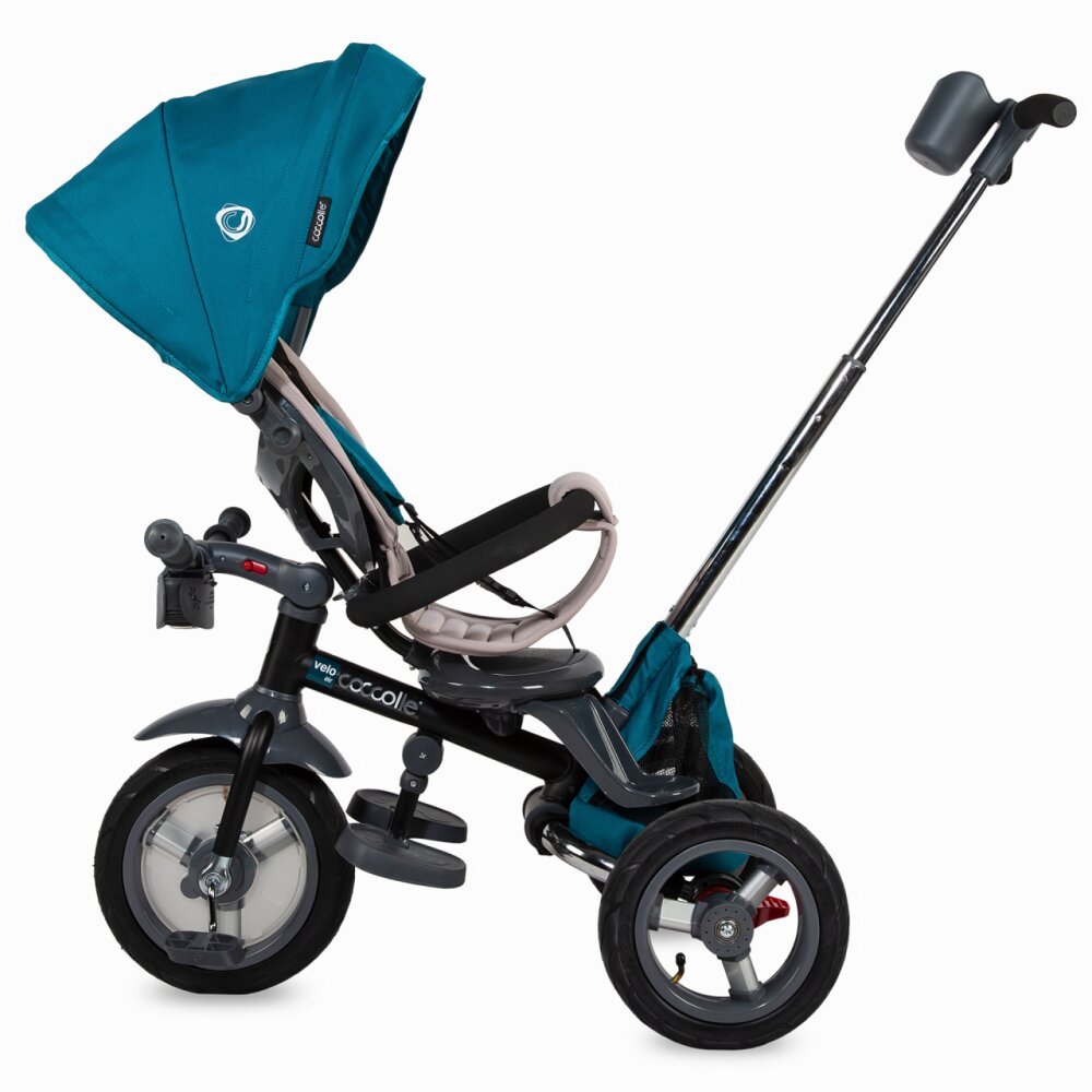 COCCOLLE Tricicleta pentru copii Velo Air Verde 4 in 1 multifunctionala pliabila sezut reversibil de la 9 luni spatar reglabil sezut reversibil
