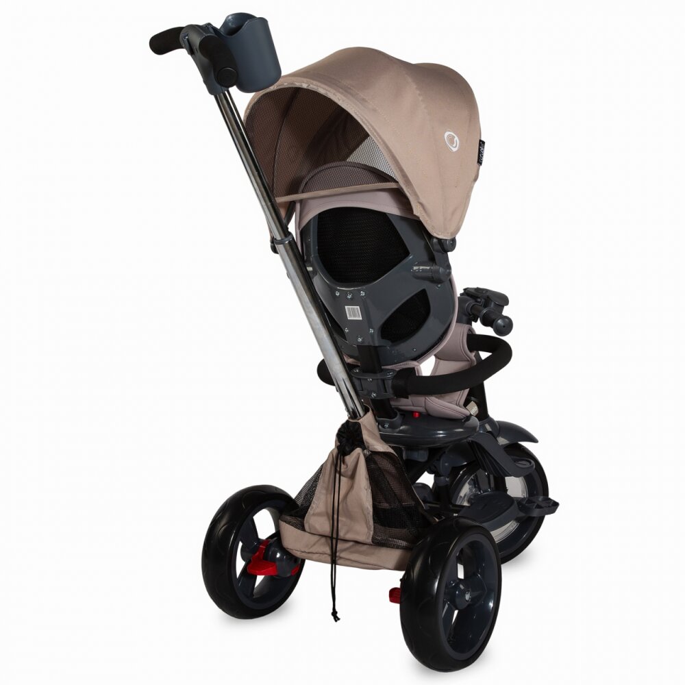COCCOLLE Tricicleta pentru copii Velo Bej 4 in 1 multifunctionala pliabila sezut reversibil de la 9 luni spatar reglabil pozitie somn suport picioare