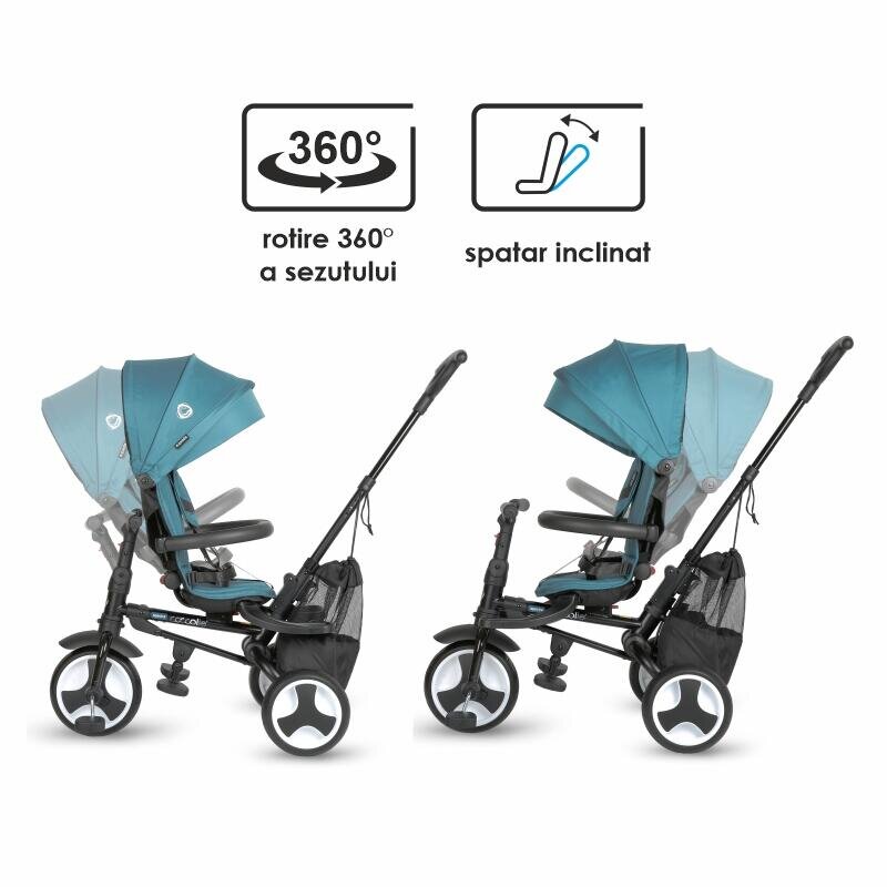 COCCOLLE Tricicleta ultrapliabila Spectra Plus Premium Line Scaun reversibil Copertina XXL Cos accesorii 2 seturi suport picioruse Sistem roata libera Roti cauciuc EVA Atlantic Blue
