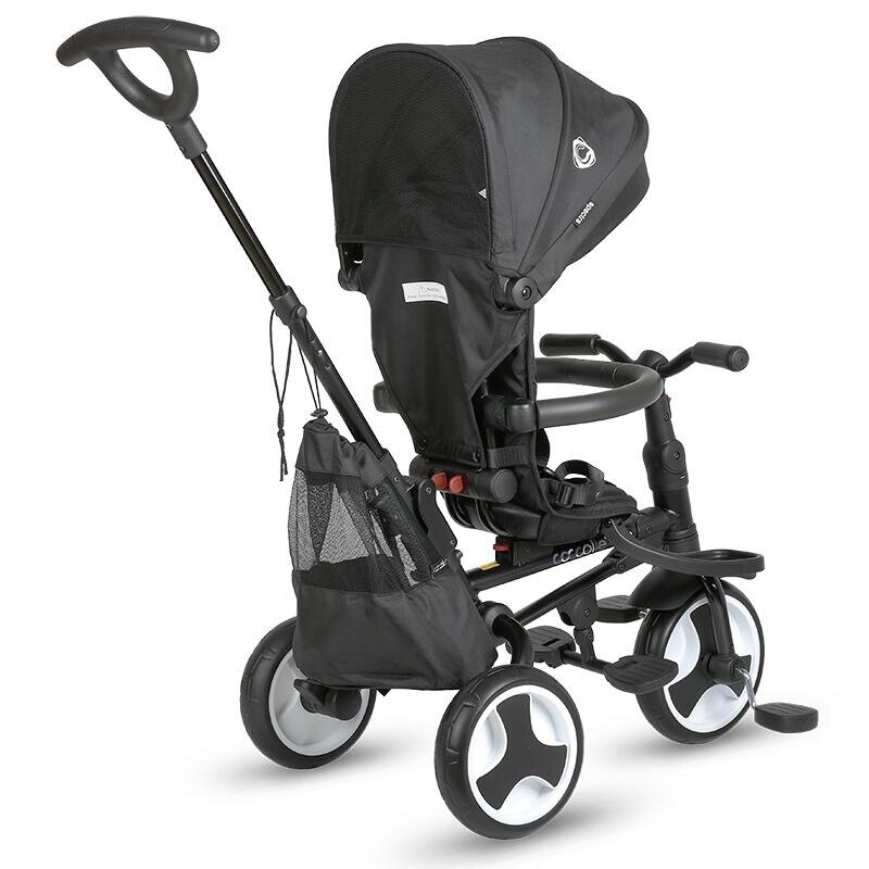 COCCOLLE Tricicleta ultrapliabila Spectra Plus Premium Line Scaun reversibil Copertina XXL Cos accesorii 2 seturi suport picioruse Sistem roata libera Roti cauciuc EVA Jet Black