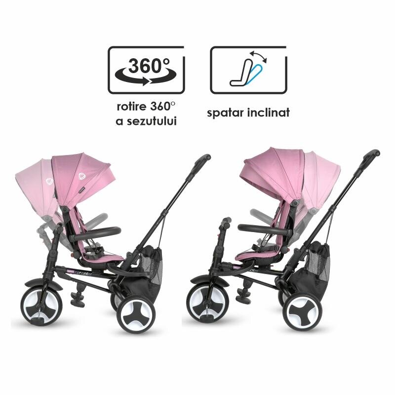 COCCOLLE Tricicleta ultrapliabila Spectra Plus Premium Line Scaun reversibil Copertina XXL Cos accesorii 2 seturi suport picioruse Sistem roata libera Roti cauciuc EVA Orchid Violet