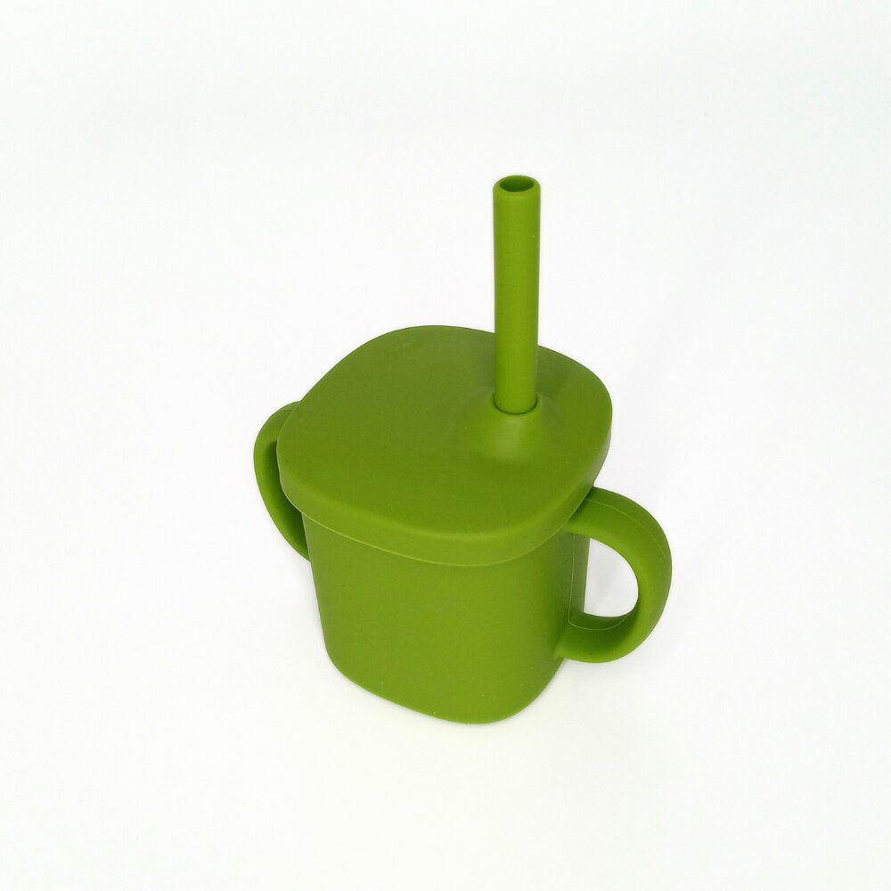 Coccorito Cana cu pai si capac din silicon Green 180 ml