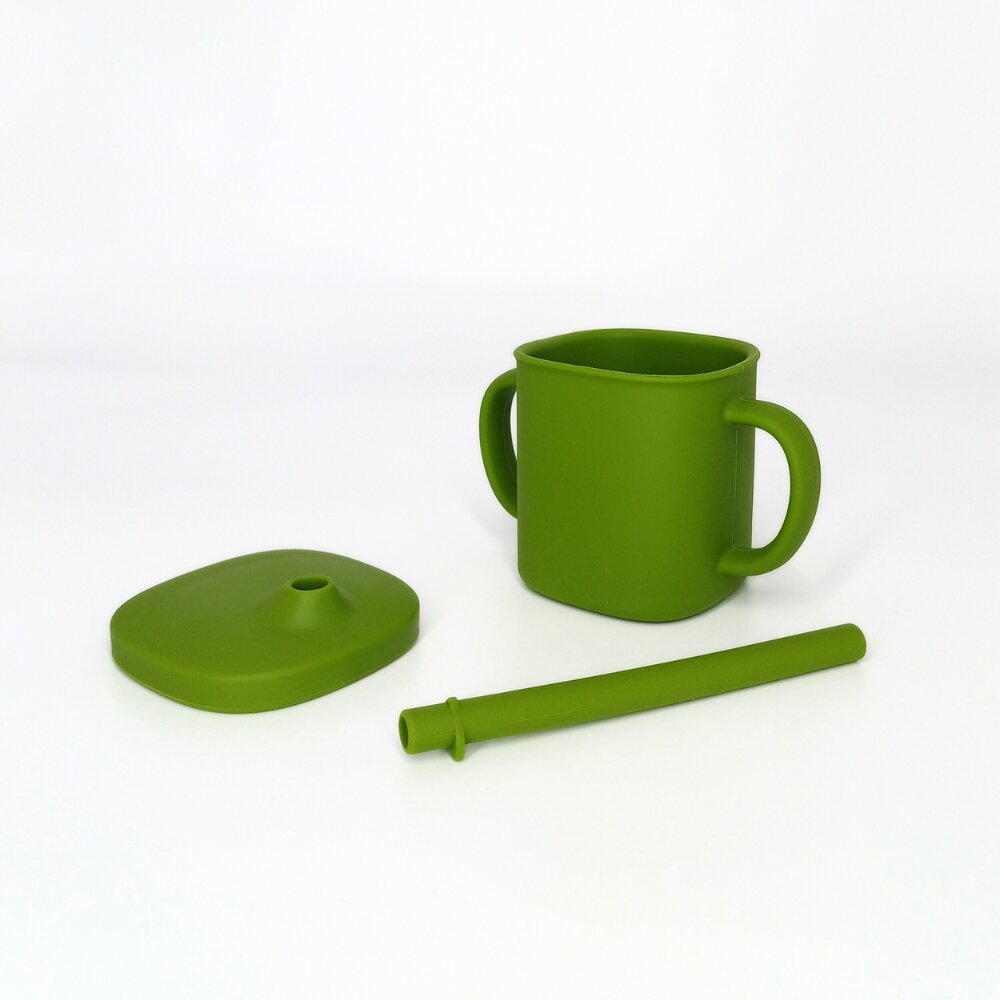 Coccorito Cana cu pai si capac din silicon Green 180 ml