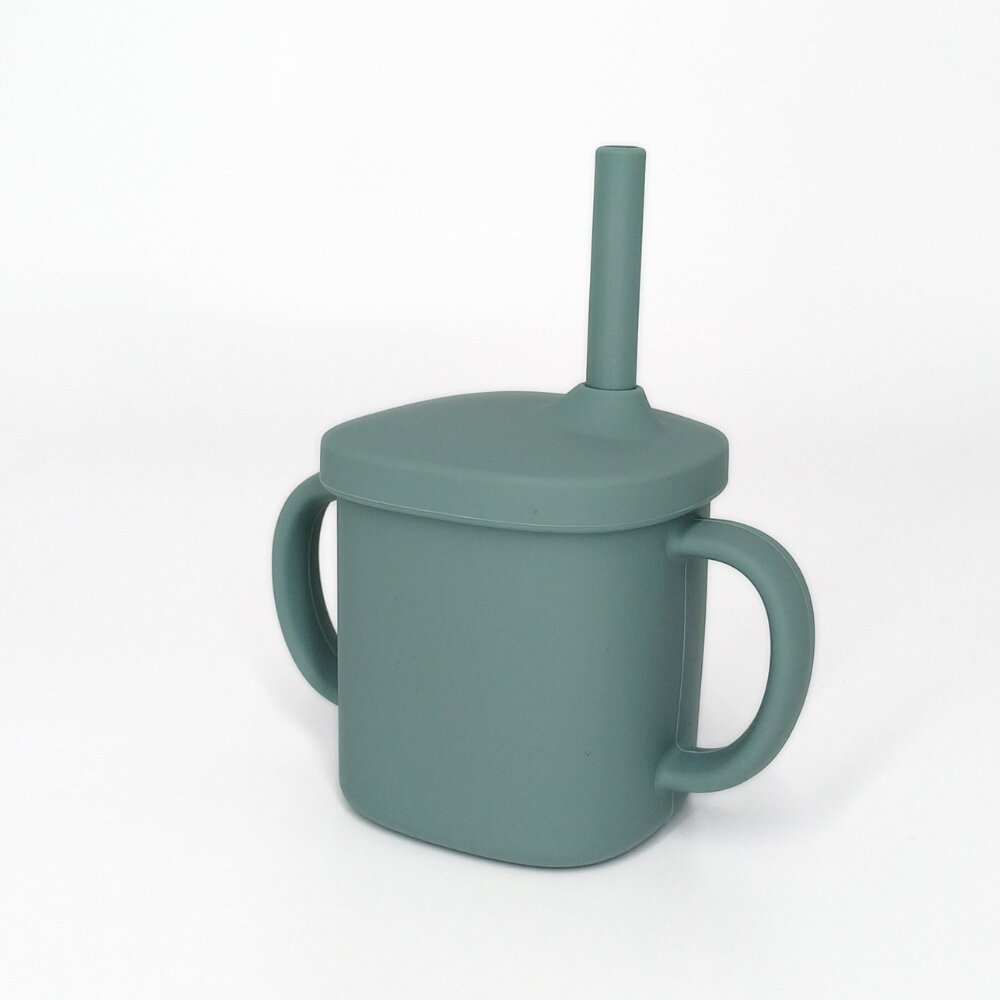 Coccorito Cana cu pai si capac din silicon Mint 180 ml