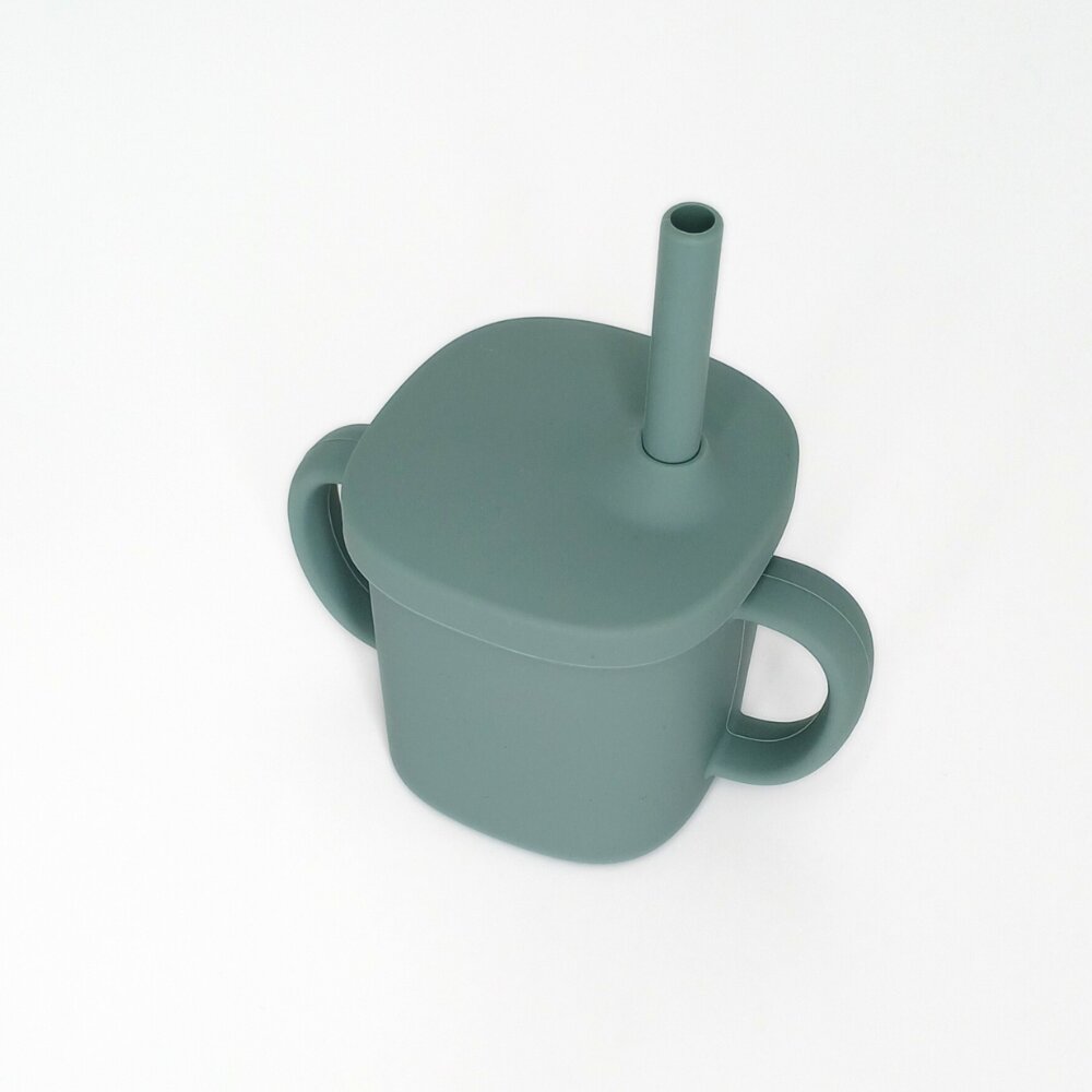 Coccorito Cana cu pai si capac din silicon Mint 180 ml