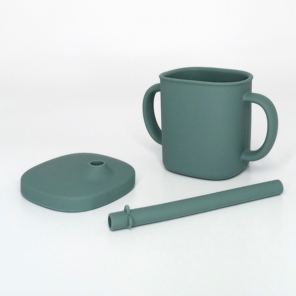Coccorito Cana cu pai si capac din silicon Mint 180 ml