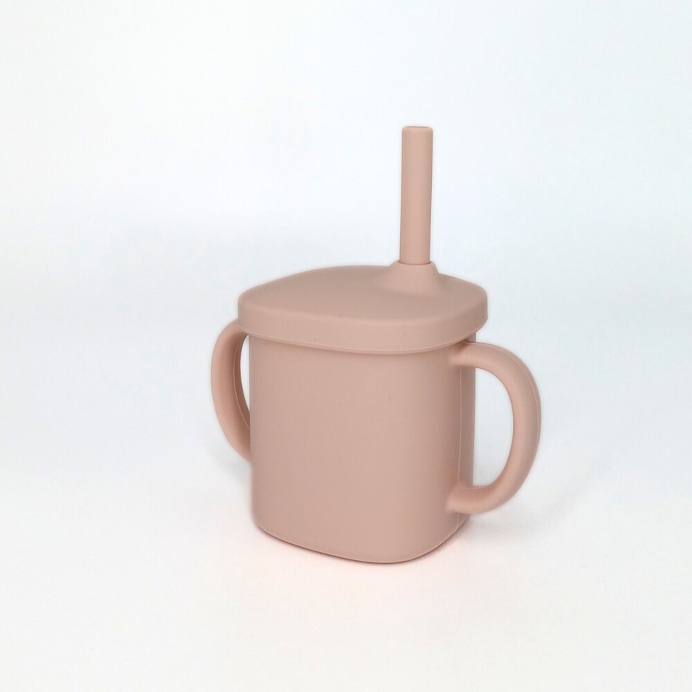 Coccorito Cana cu pai si capac din silicon Soft Pink 180 ml