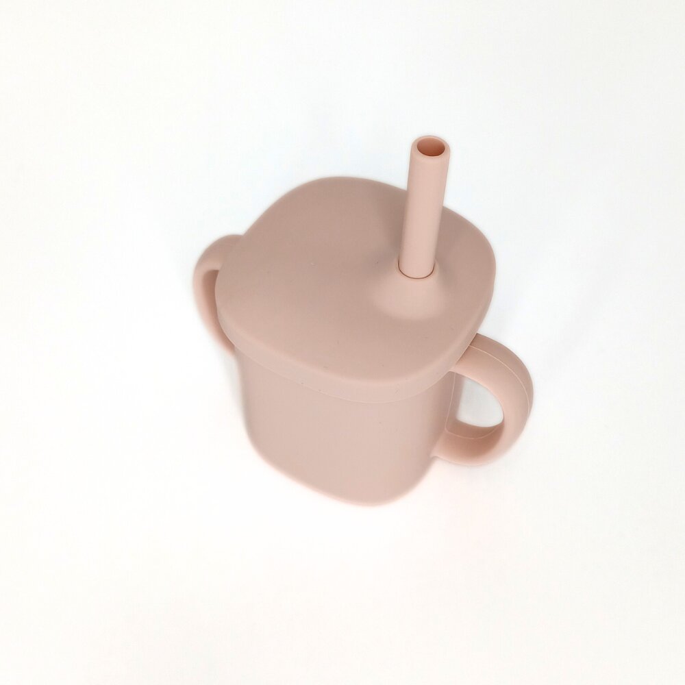 Coccorito Cana cu pai si capac din silicon Soft Pink 180 ml