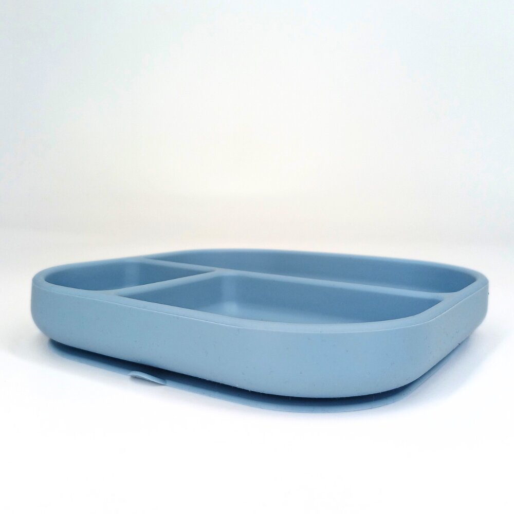 Coccorito Farfurie patrata din silicon compartimentata Blue