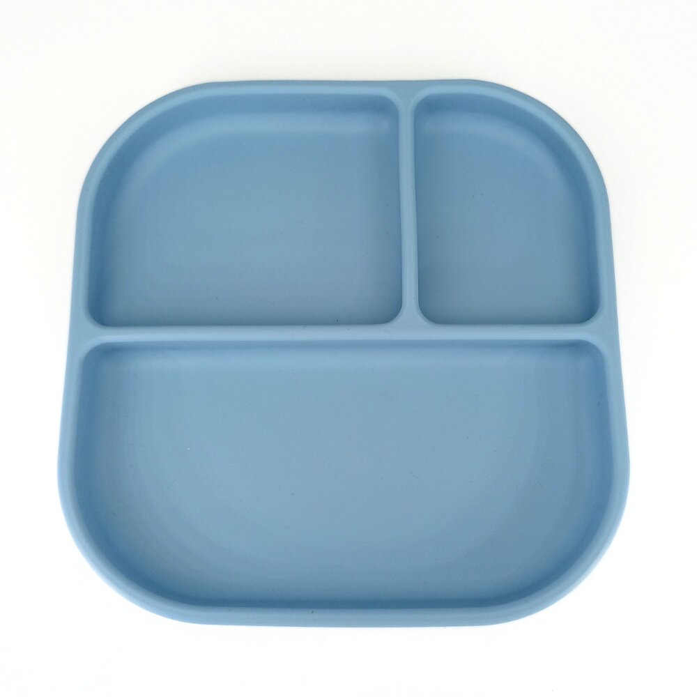 Coccorito Farfurie patrata din silicon compartimentata Blue