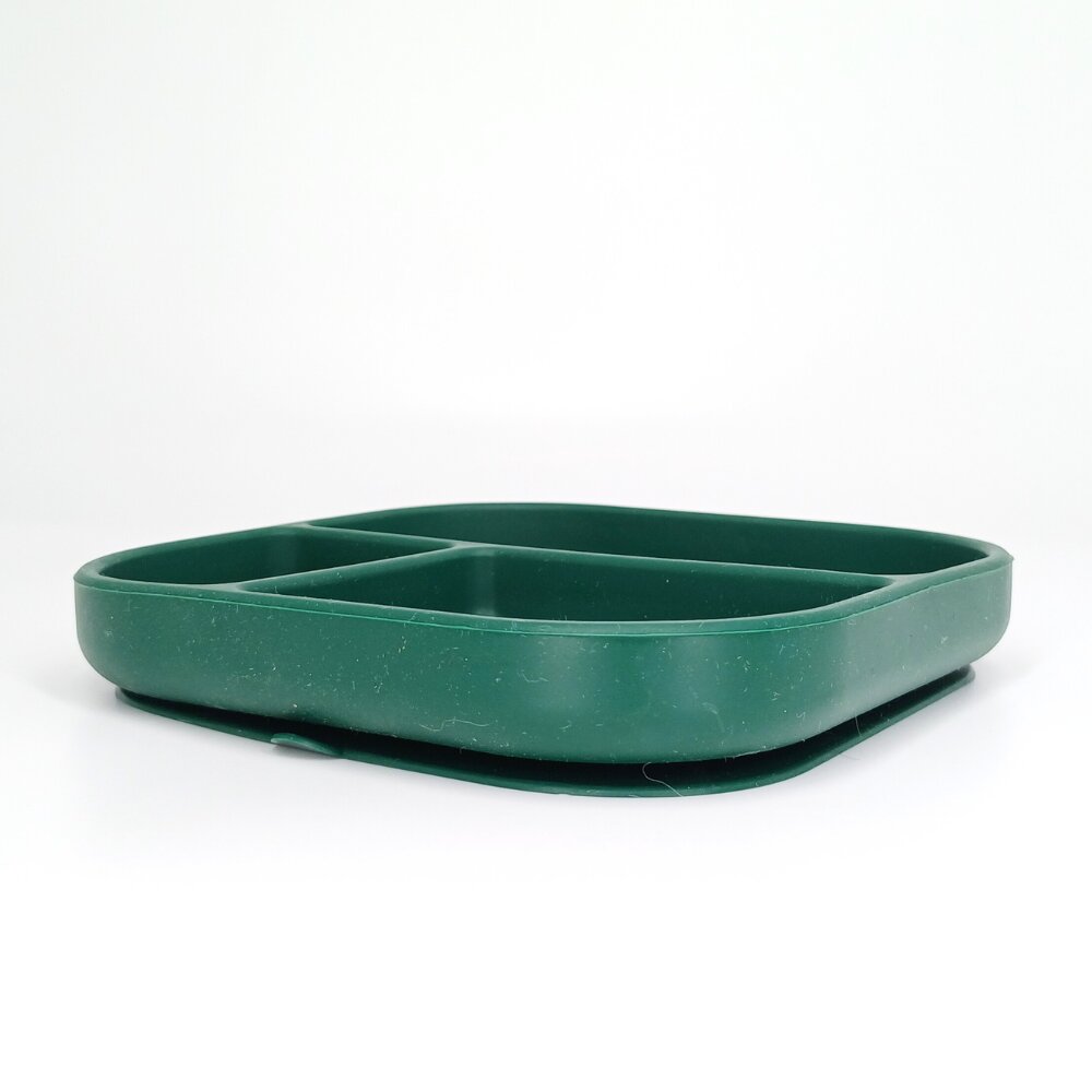 Coccorito Farfurie patrata din silicon compartimentata Dark Green