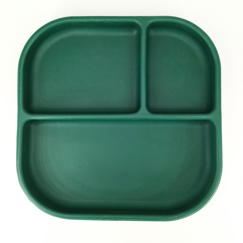 Coccorito Farfurie patrata din silicon compartimentata Dark Green