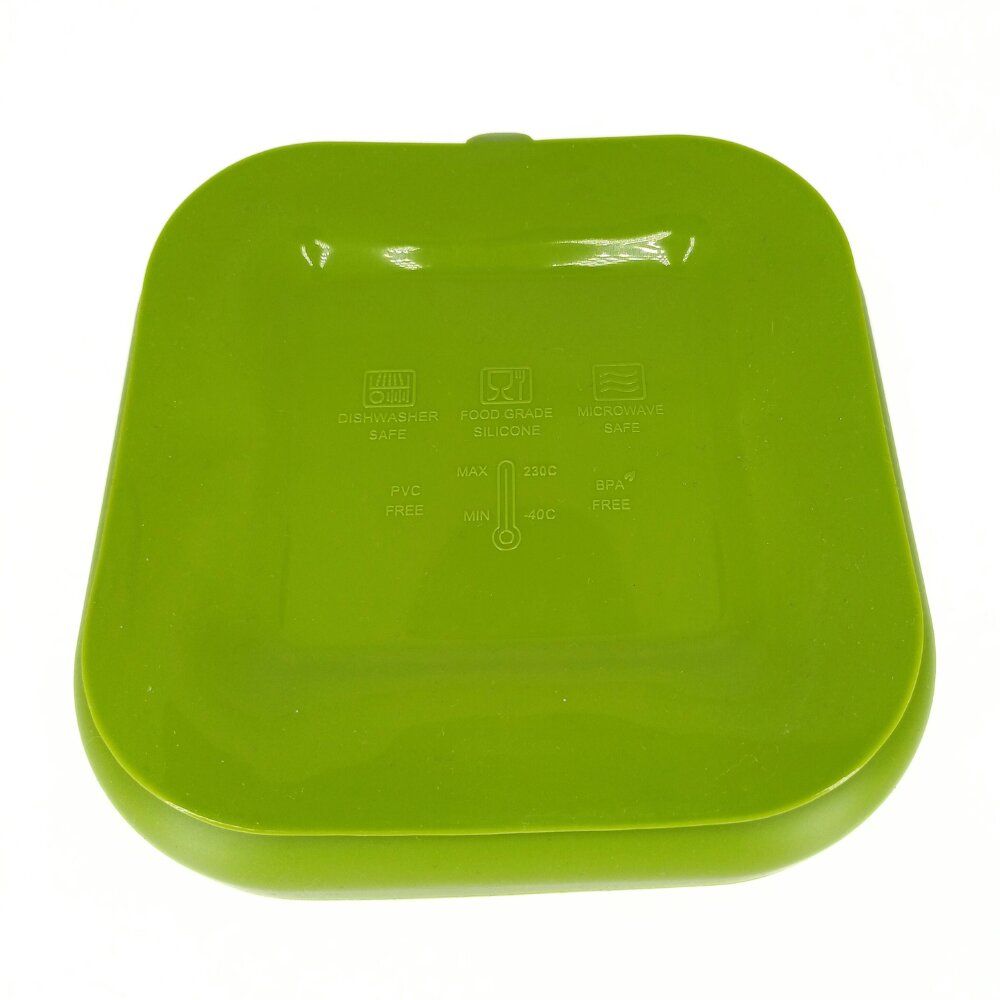 Coccorito Farfurie patrata din silicon compartimentata Green
