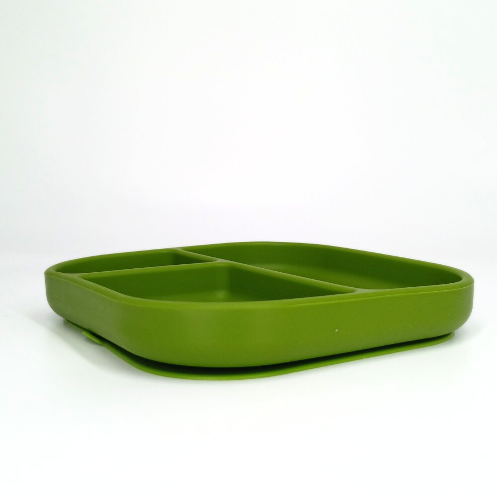 Coccorito Farfurie patrata din silicon compartimentata Green