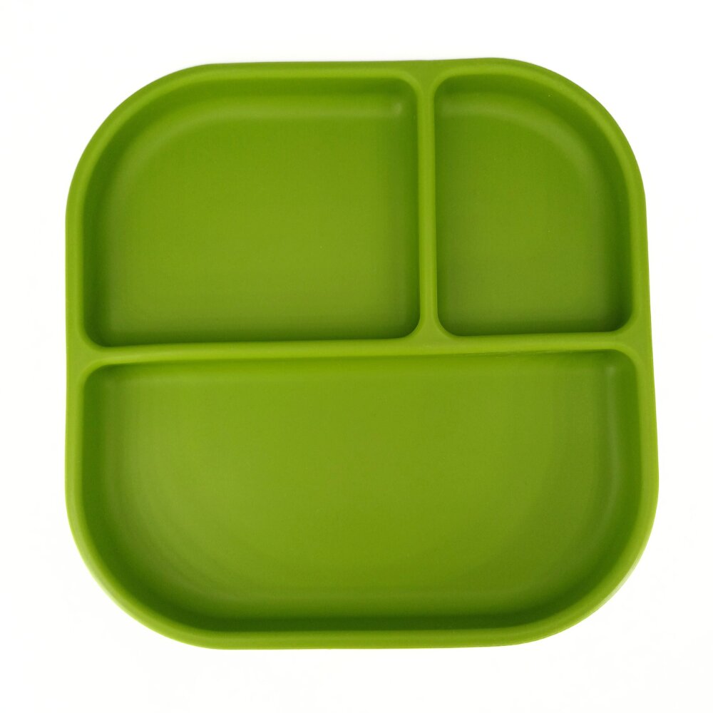Coccorito Farfurie patrata din silicon compartimentata Green