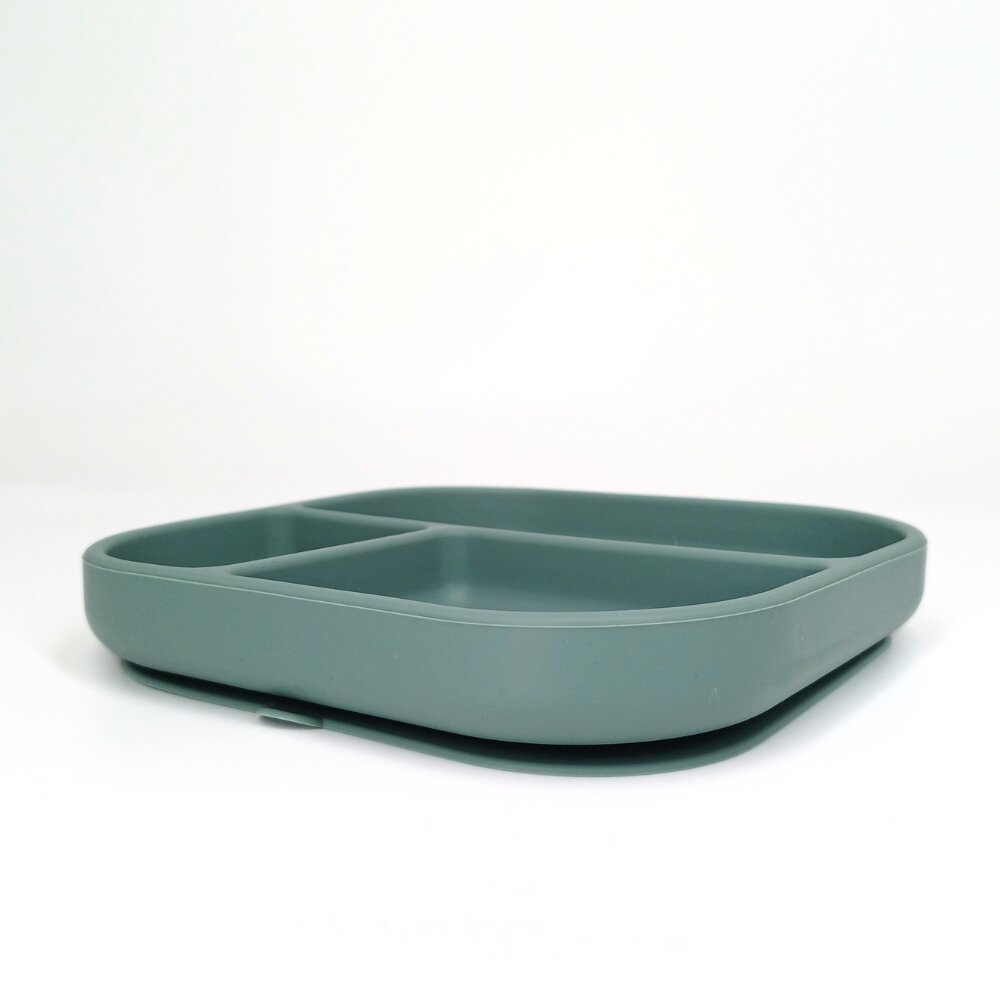 Coccorito Farfurie patrata din silicon compartimentata Mint