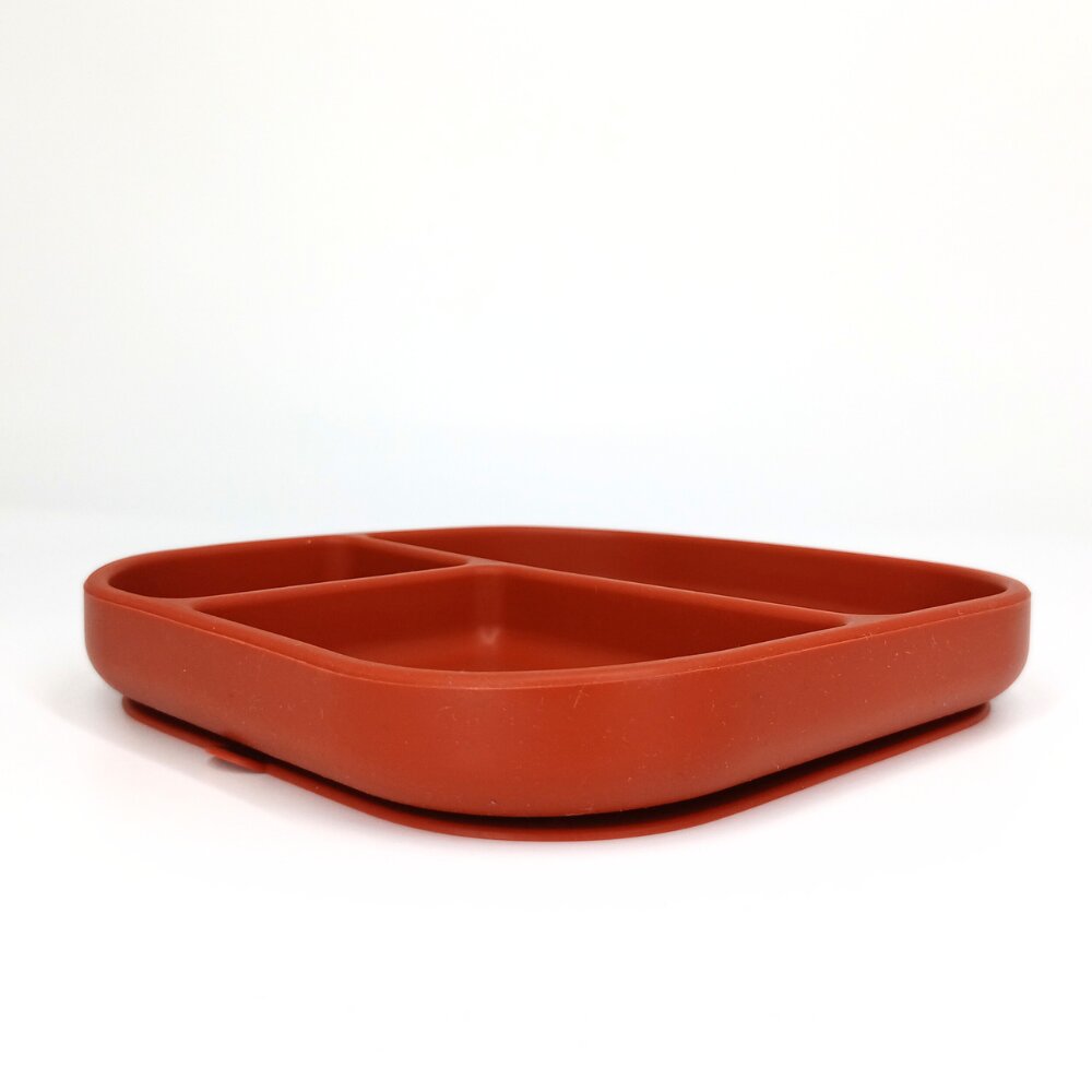 Coccorito Farfurie patrata din silicon compartimentata Red