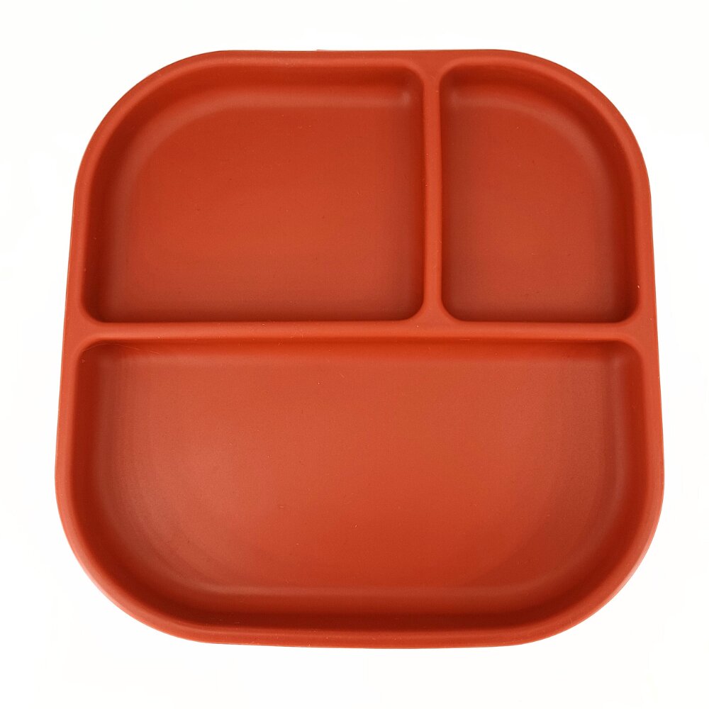 Coccorito Farfurie patrata din silicon compartimentata Red