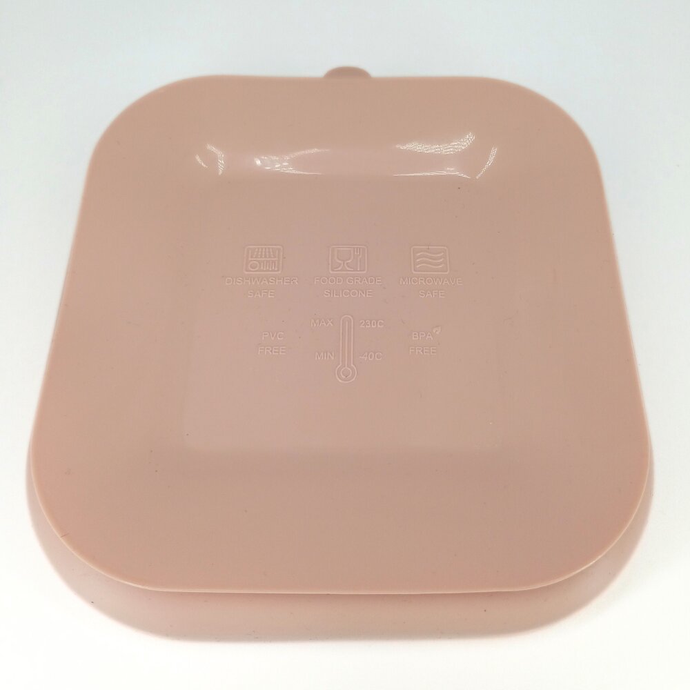 Coccorito Farfurie patrata din silicon compartimentata Soft Pink