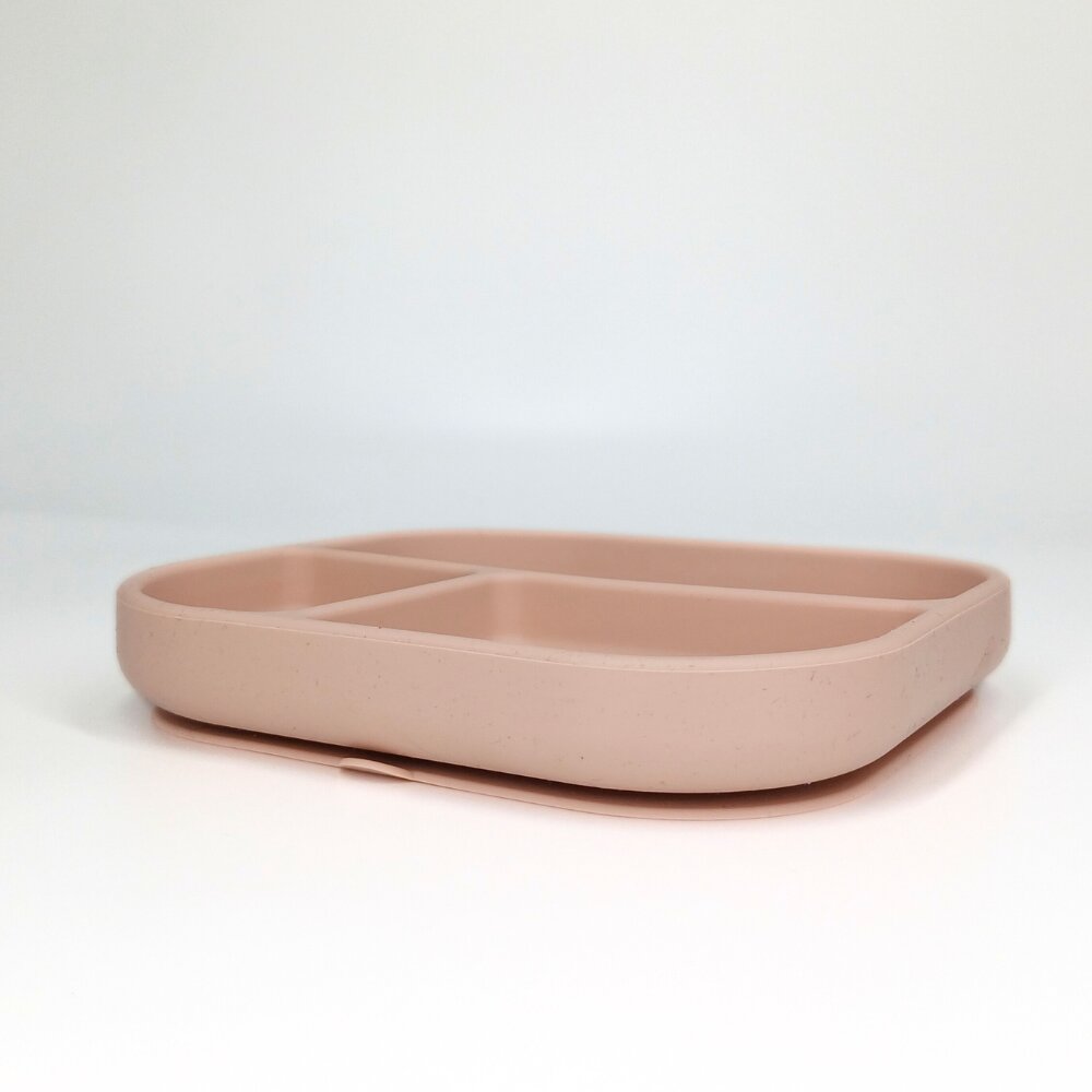 Coccorito Farfurie patrata din silicon compartimentata Soft Pink