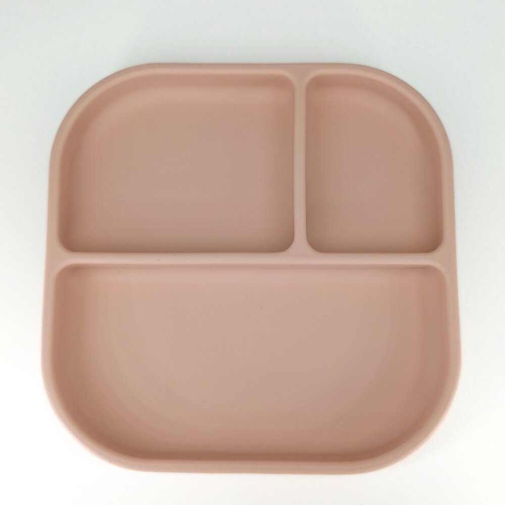 Coccorito Farfurie patrata din silicon compartimentata Soft Pink
