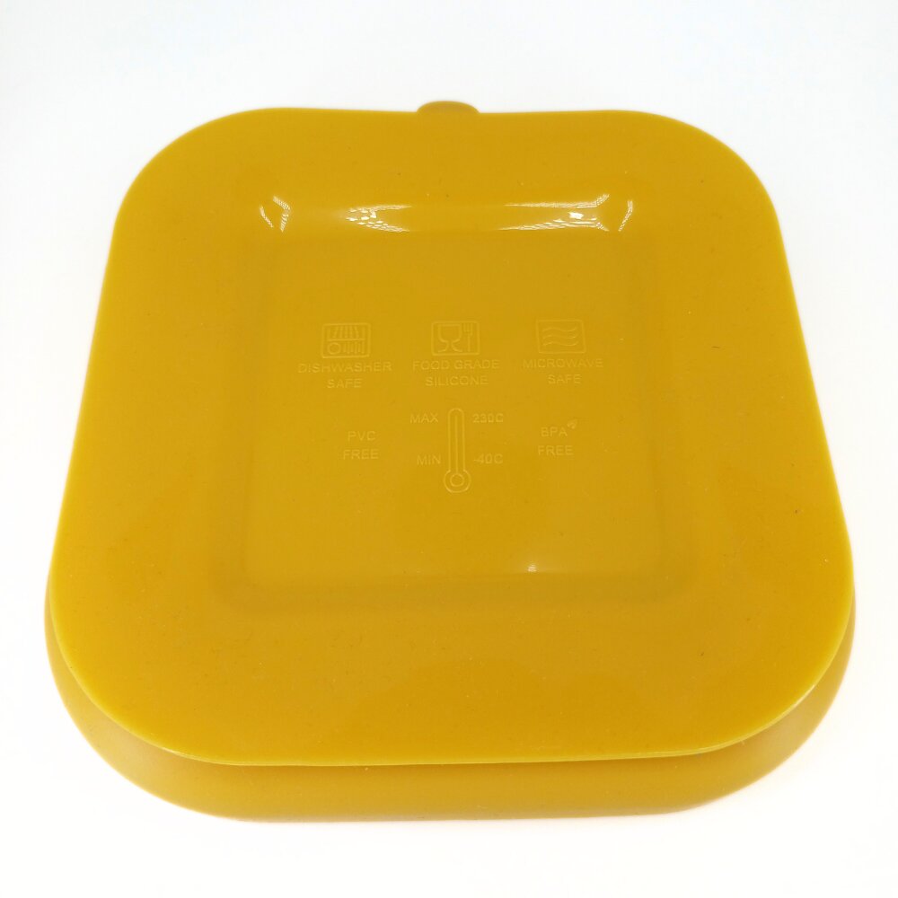 Coccorito Farfurie patrata din silicon compartimentata Yellow