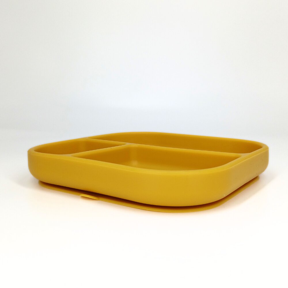 Coccorito Farfurie patrata din silicon compartimentata Yellow