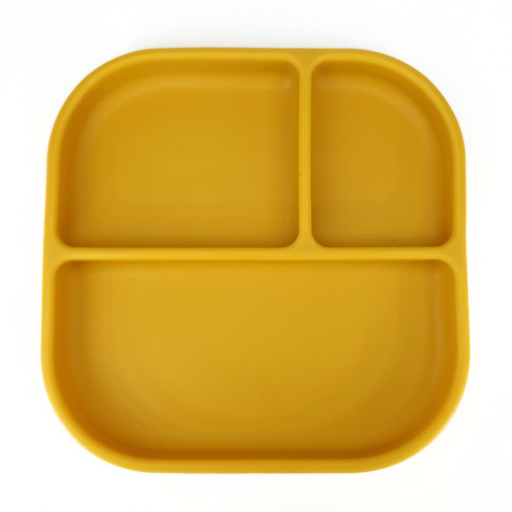 Coccorito Farfurie patrata din silicon compartimentata Yellow