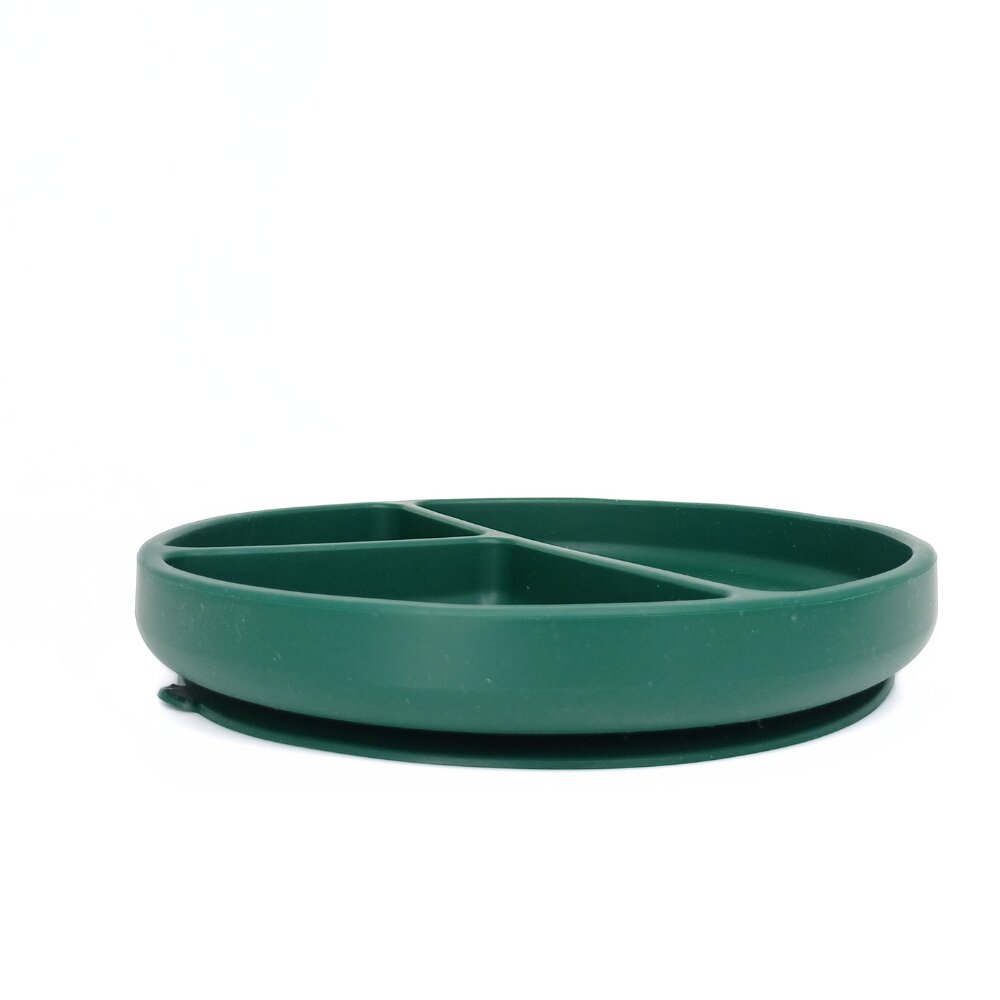 Coccorito Farfurie rotunda din silicon compartimentata Dark Green