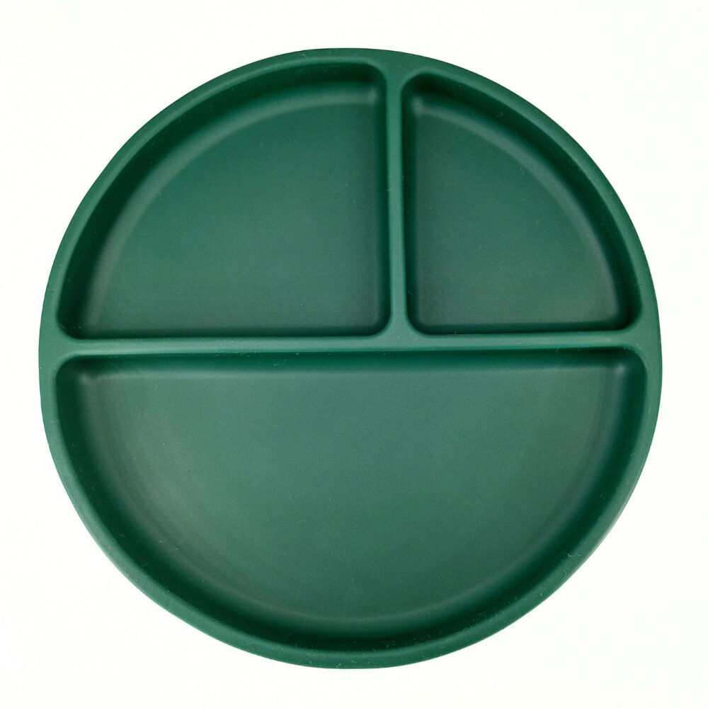 Coccorito Farfurie rotunda din silicon compartimentata Dark Green
