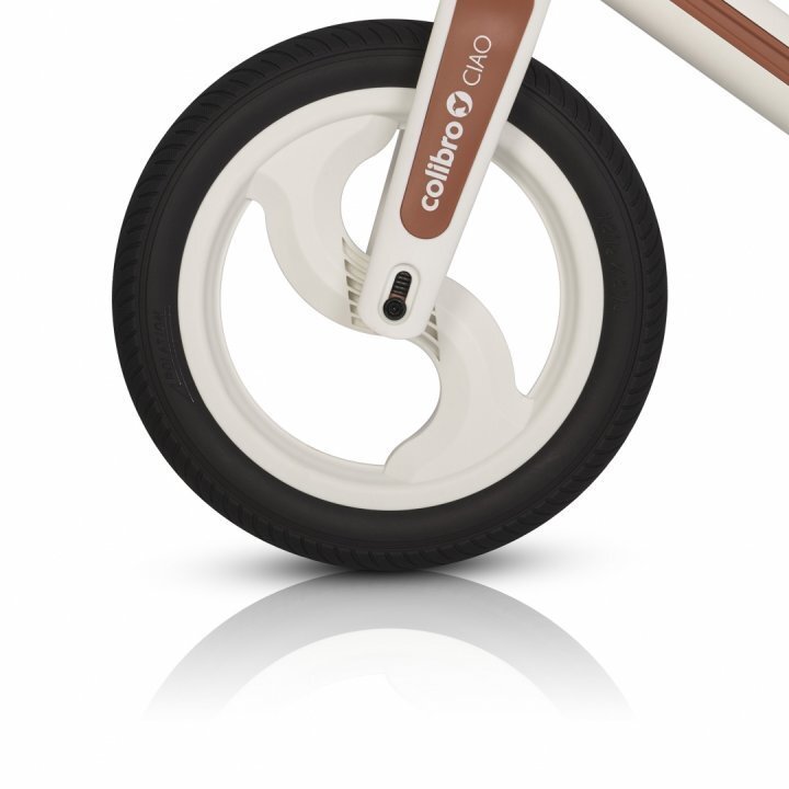Colibro Bicicleta de echilibru pentru copii fara pedale pliabila cu scaunelul si ghidonul reglabile pe inaltime cu roti din cauciuc de 12 inch Ciao Milky White