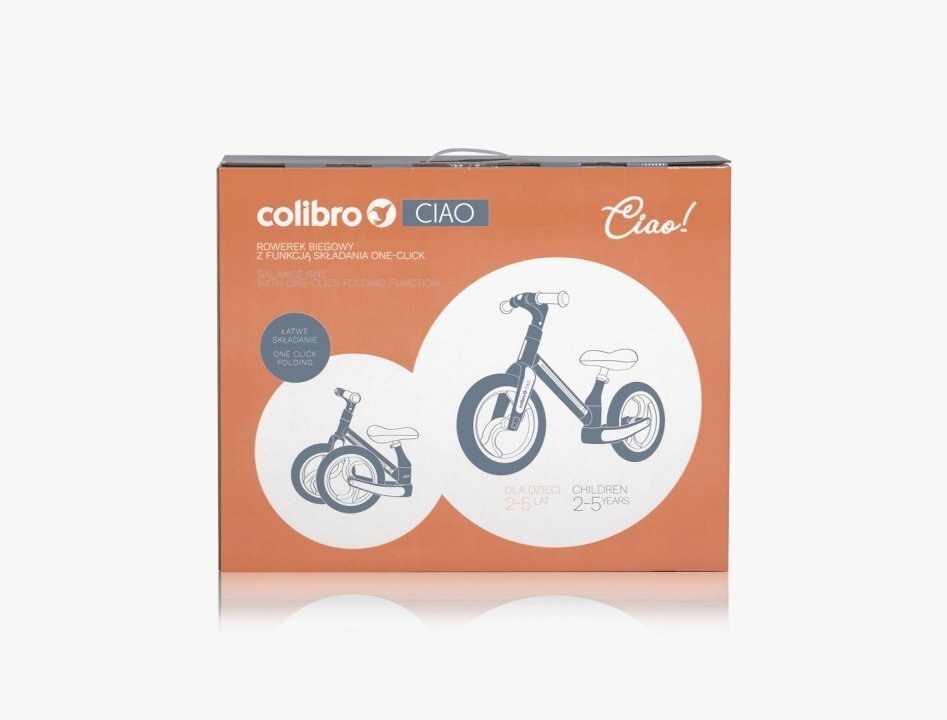 Colibro Bicicleta de echilibru pentru copii fara pedale pliabila cu scaunelul si ghidonul reglabile pe inaltime cu roti din cauciuc de 12 inch Ciao Street Gray