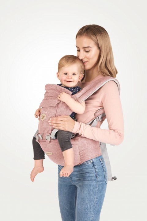 Colibro Marsupiu ergonomic 6 in 1 Honey cu scaun detasabil Curelele late si confortabile Baza ergonomica rigida Curele late si ajustabile Sweet pink