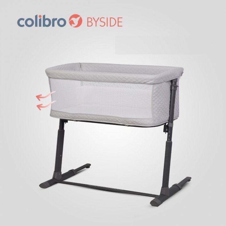 Colibro Patut Co-Sleeper 2 in 1 pentru copii BySide Bassinet cu saltea inclusa inaltime reglabila pe 9 nivele si unghi de inclinare de 30 de grade sistem automat de retractare picioare dimensiune 93 x 58 cm Cloud