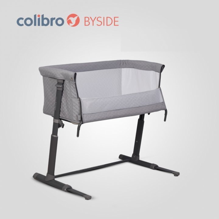 Colibro Patut Co-Sleeper 2 in 1 pentru copii BySide Bassinet cu saltea inclusa inaltime reglabila pe 9 nivele si unghi de inclinare de 30 de grade sistem automat de retractare picioare dimensiune 93 x 58 cm Dove