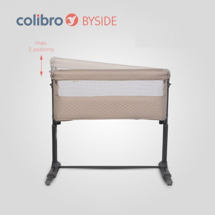 Colibro Patut Co-Sleeper 2 in 1 pentru copii BySide Bassinet cu saltea inclusa inaltime reglabila pe 9 nivele si unghi de inclinare de 30 de grade sistem automat de retractare picioare dimensiune 93 x 58 cm Taupe