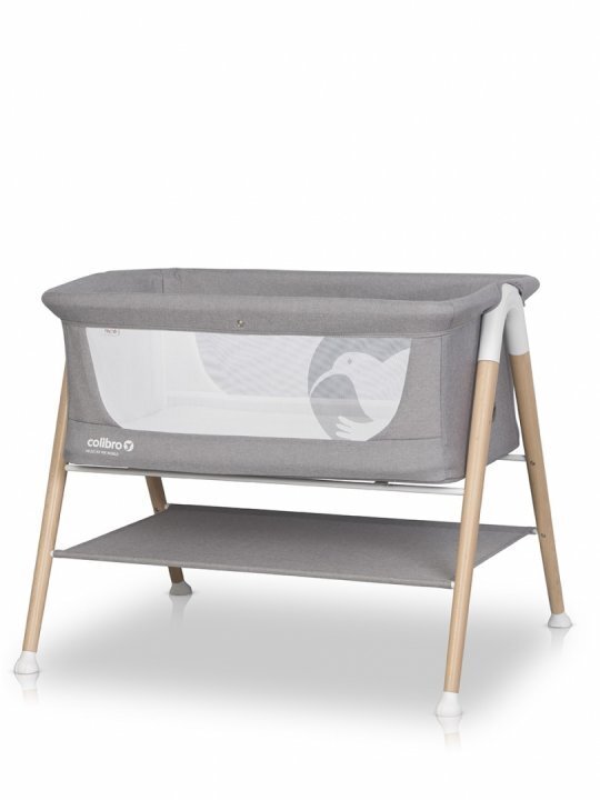 Colibro Patut nou nascut Pino Dove 90x53 cm cu saltea si protectie contra insectelor picioare de lemn